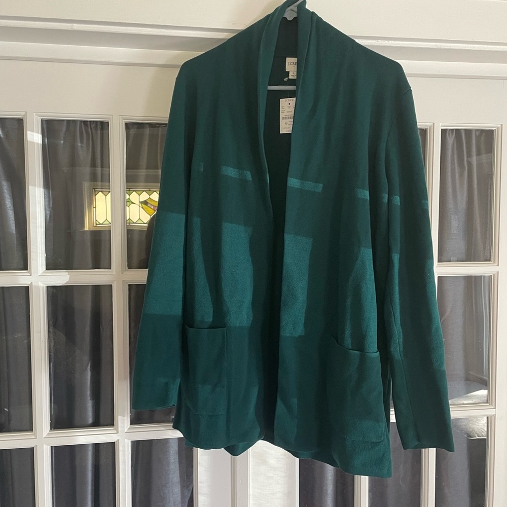 NWT J. Crew jewel tone 100% cotton open front long cardigan with pockets